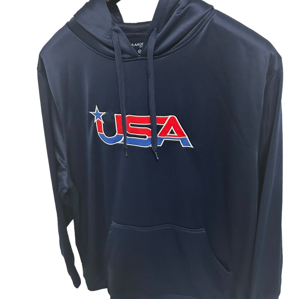 USA Hooded Pullover Sweatshirt Size XXL Navy Blue RZ Outdoors - Picture 2 of 6